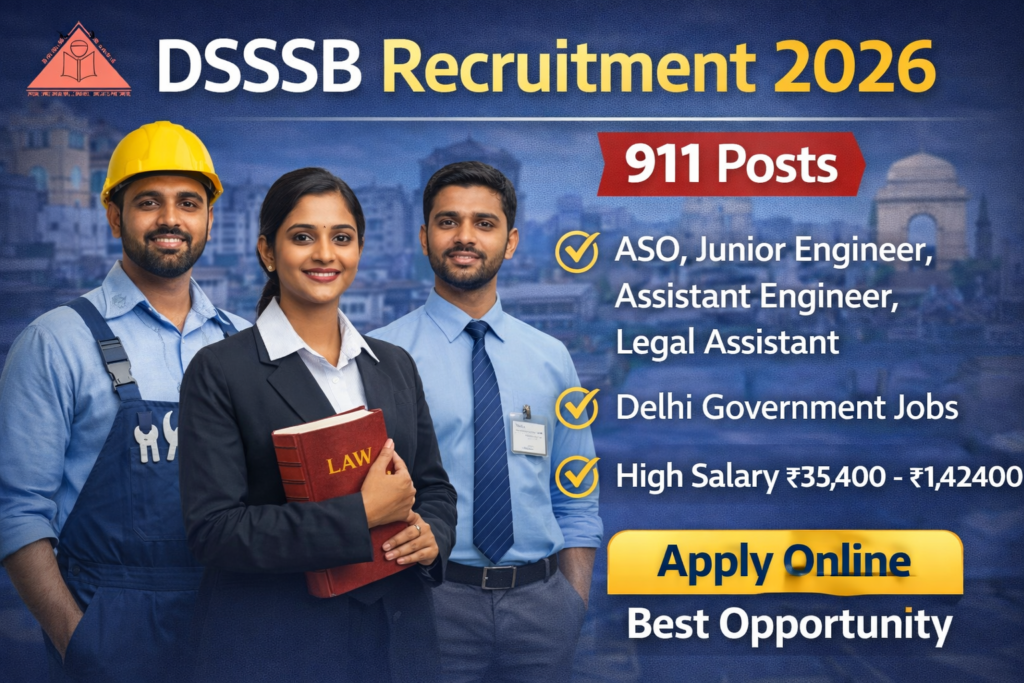 DSSSB Recruitment 2026: 911 Posts | Golden Opportunity for Delhi Govt Job