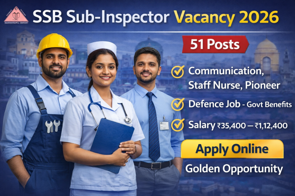 SSB Sub-Inspector Vacancy 2026: 51 Posts | Golden Opportunity Apply Online
