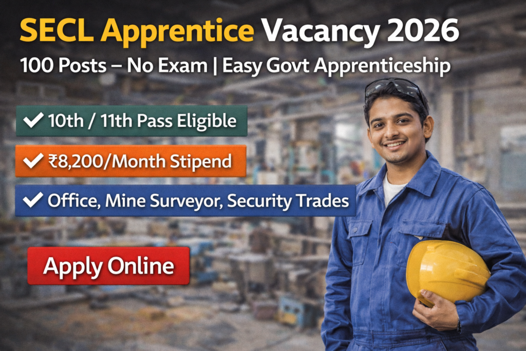 SECL Apprentice Vacancy 2026 Great Opportunity 100 Posts Apply Fast